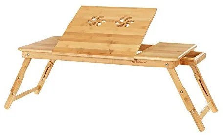 Masuta pentru laptop, Songmics, Natural, LLD004, Bambus, 72 x 29 x 35 cm