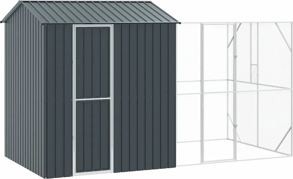 vidaXL Cușcă pentru păsări Antracit 418 x 210 x 247 cm Oțel Galvanizat