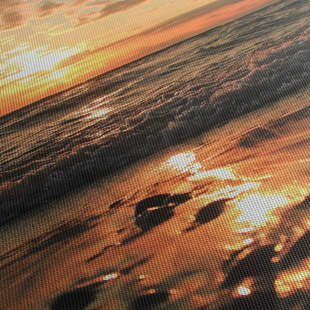 Tablou - Apus de soare, ocean (cu ceas) (90x30 cm)