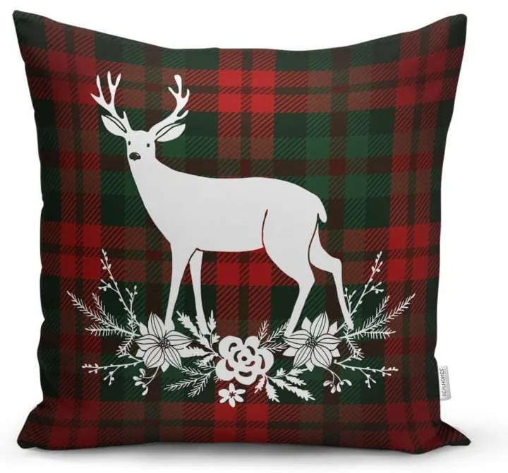 Set 4 fețe de pernă și un napron de masă cu model de Crăciun Minimalist Cushion Covers Tartan Christmas