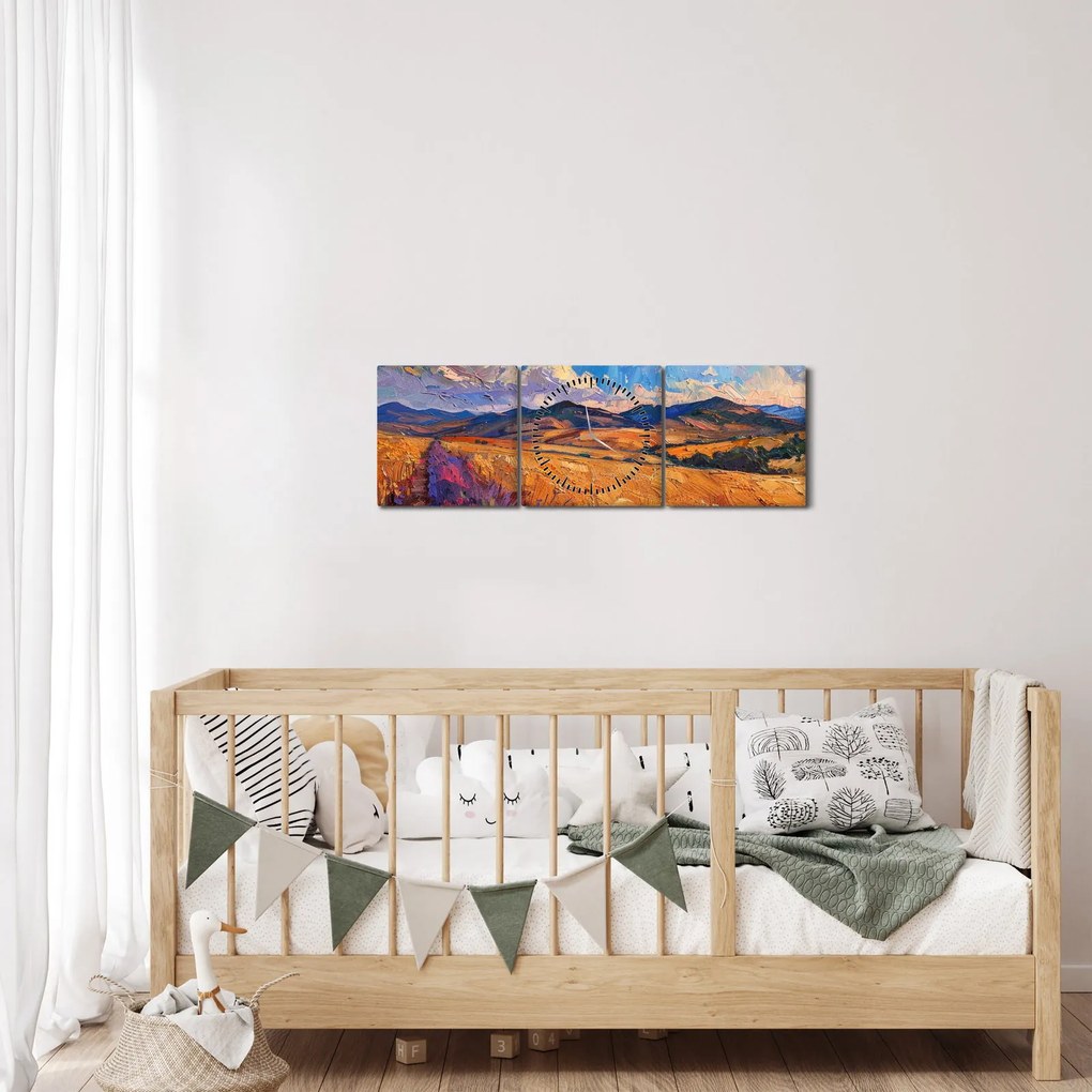 Tablou - Pictură în ulei de peisaj (cu ceas) (90x30 cm)