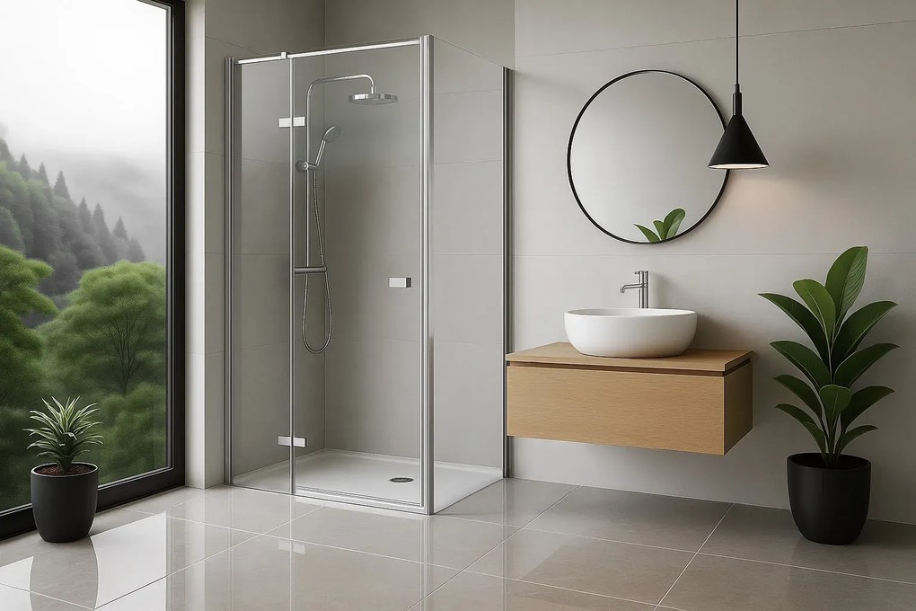 Cabina de dus cu usa batanta stanga Rea Atlas 90 x 90 cm crom
