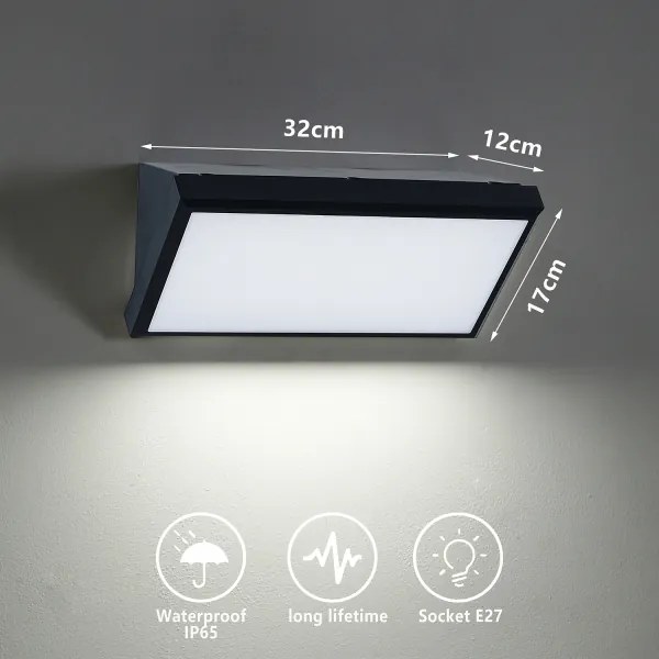 Brilagi-LED Aplică de perete pentru exterior TRIANGLE, reglabilă, 1xE27/6W/230V 2700-6500K IP65, neagră