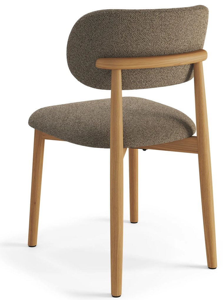 MAZZONI EXPORT ALMO Maro Taupe (material Monza 40)/cadru stejar lăcuit - SCAUN DIN LEMN BOUCLÉ PENTRU SALON SUFRAGERIE BUCĂTĂRIE RETRO