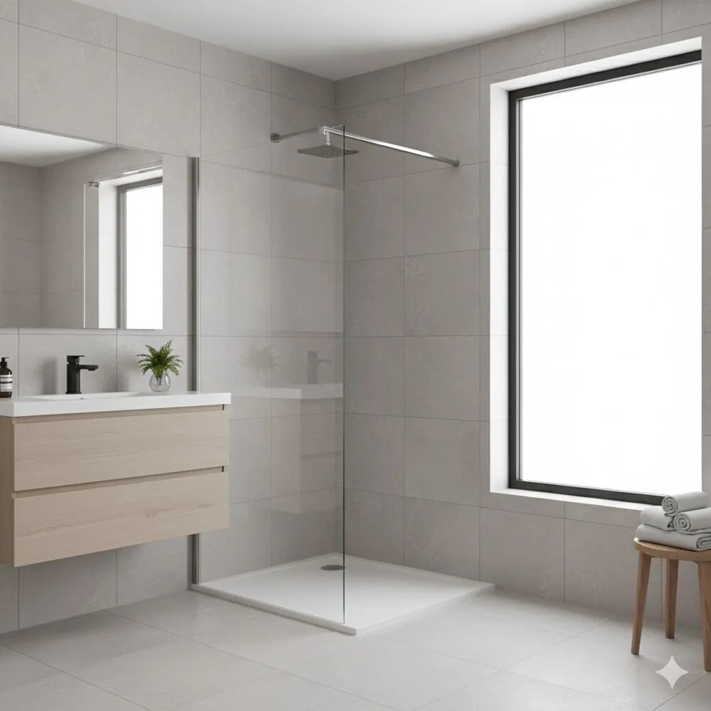 Paravan de dus tip Walk-in crom Rune Syn 100x200 cm