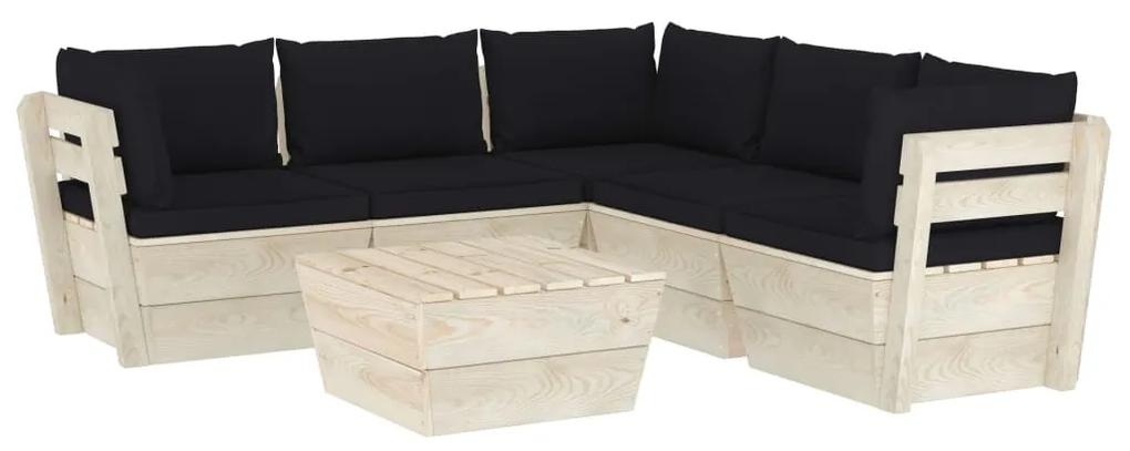 3063535 vidaXL Set mobilier grădină din paleți cu perne, 6 piese, lemn molid