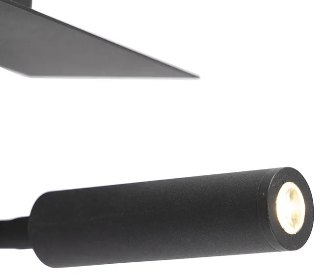 Lampa de perete moderna USB neagra cu brat flexibil - Duppio