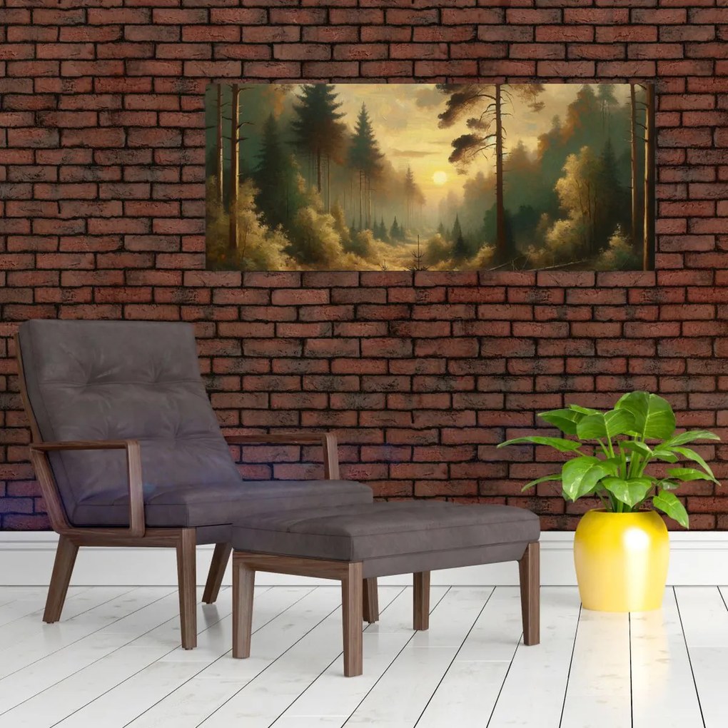 Tablou - Soare strălucind prin pădure (120x50 cm)