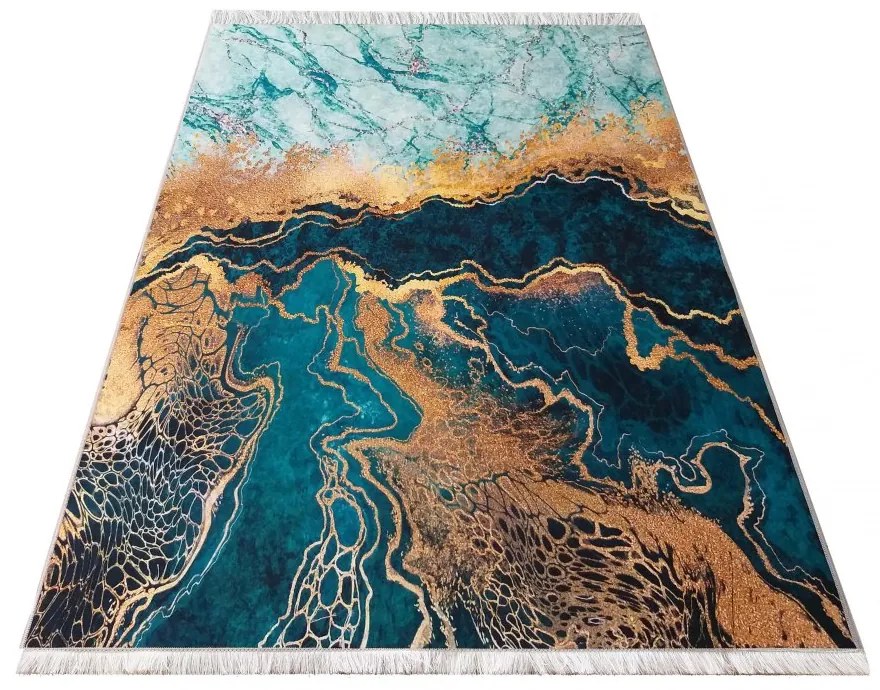 Covor antiderapant cu model verde abstract Lăţime: 60 cm | Lungime: 100 cm