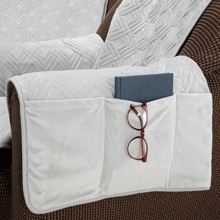 Cuverturi cu brațe CRYSTAL gri fotoliu triplu - șezut 170 cm