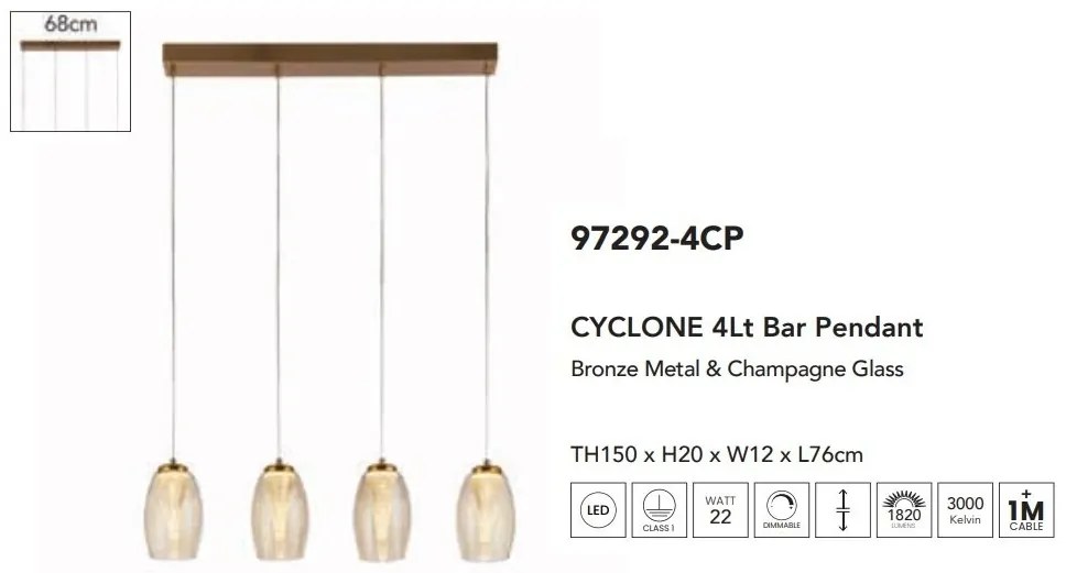 Lustra cu 4 pendule suspendata moderna Cyclone