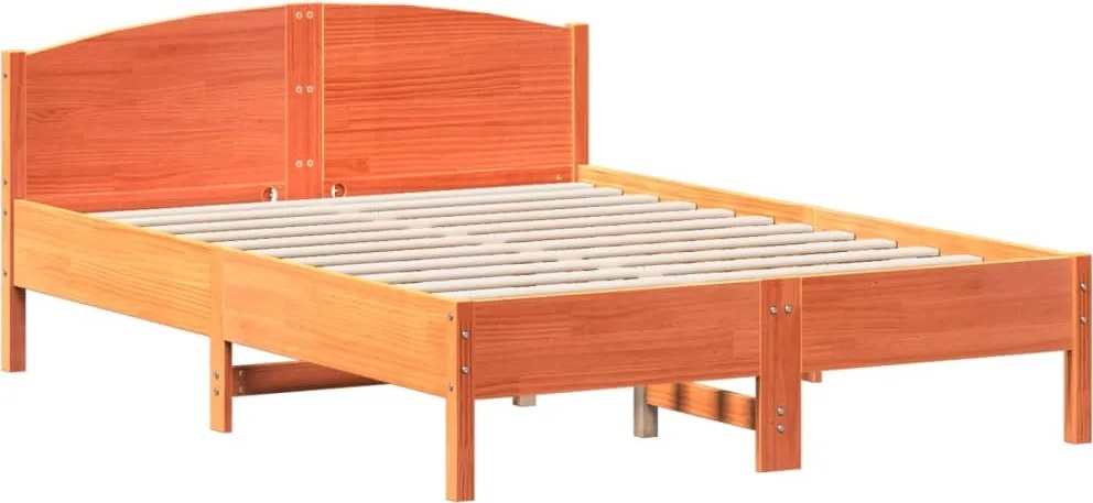 vidaXL Cadru pat fără saltea, maro ceruit, 140x190 cm, lemn masiv pin