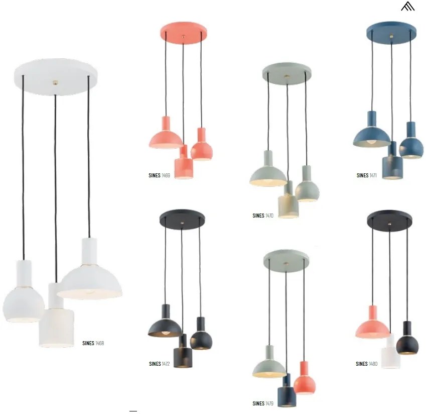 Lustra cu 3 pendule design minimalist SINES alb
