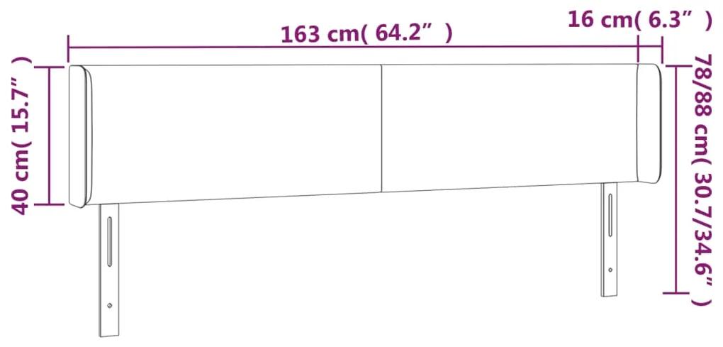 Tablie de pat cu aripioare gri 163x16x78 88 cm piele ecologica 1, Gri, 163 x 16 x 78 88 cm