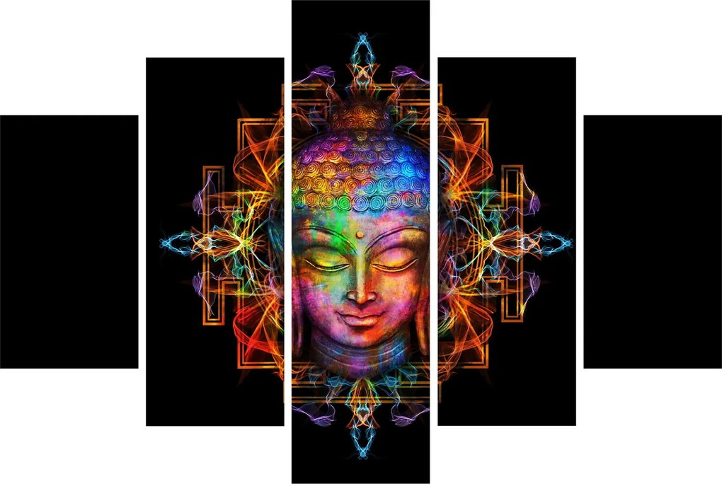 Tablou - Bustul lui Buddha în culori neon (150x105 cm)