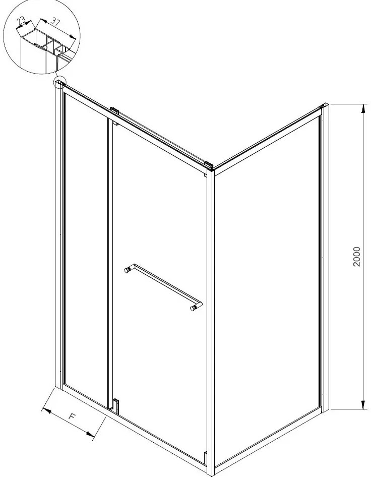 Cabina dus patrata cu usa glisanta rotativa KolpaSan Stellar DW 90x90 cm, negru mat