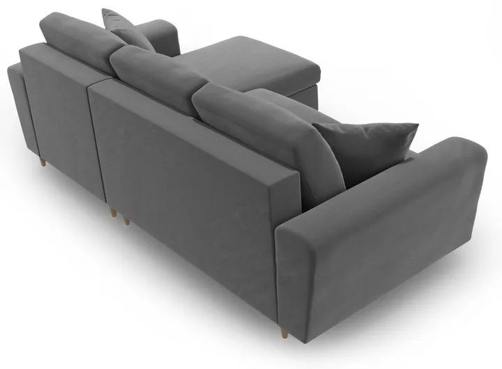 Colțar gri deschis extensibil, cu spațiu de depozitare cu tapițerie din catifea Kyoto – Cosmopolitan Design