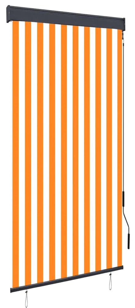 Jaluzea tip rulou de exterior, alb si portocaliu, 100 x 250 cm portocaliu si alb, 100 x 250 cm