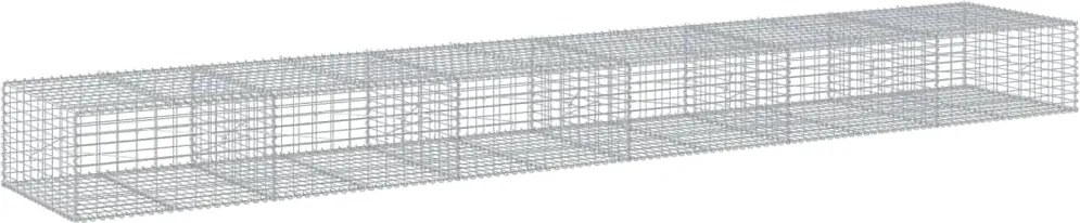 vidaXL Coș gabion cu capac, 600x100x50 cm, fier galvanizat