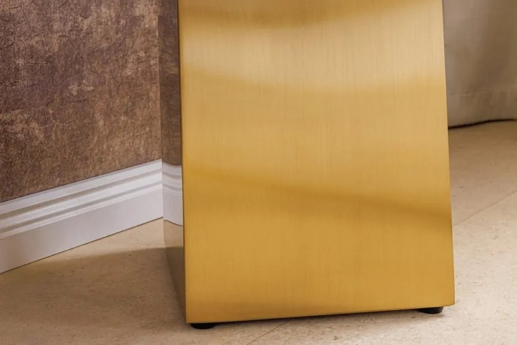 Consola design modern, Metal, Auriu, Marmura, Alb, EXTRAVAGANCIA 140cm