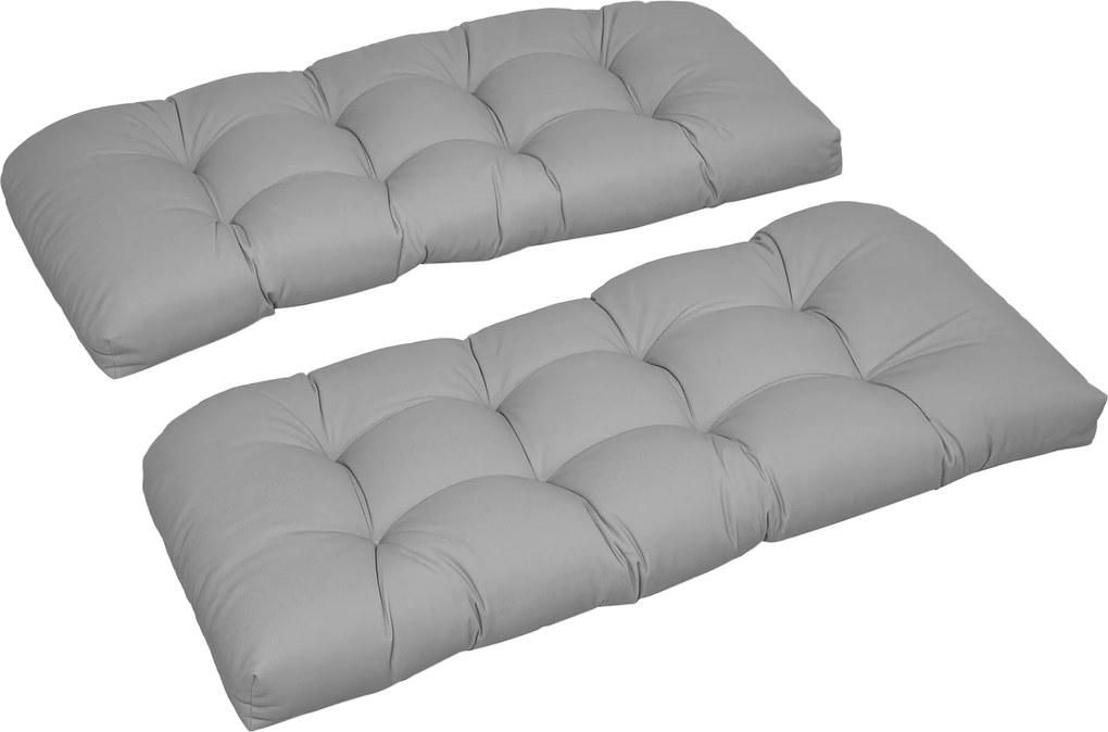 Outsunny Pernă pentru Bancă 2 Locuri pentru Interior și Exterior cu 8 Cusături pentru Scaune Canapele 110x48x8 cm Gri | Aosom Romania