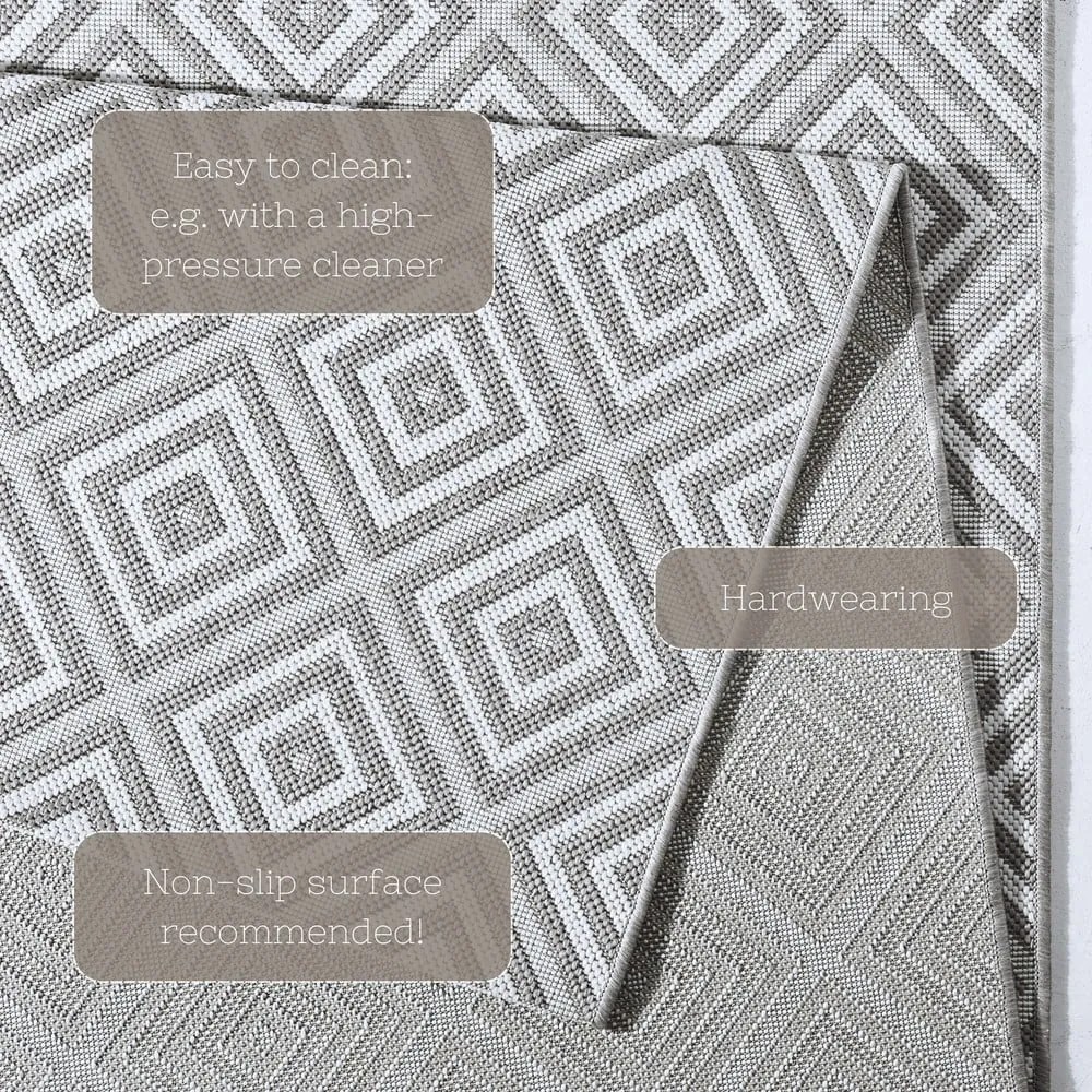 Covor de exterior NORTHRUGS Karo, 140 x 200 cm, gri
