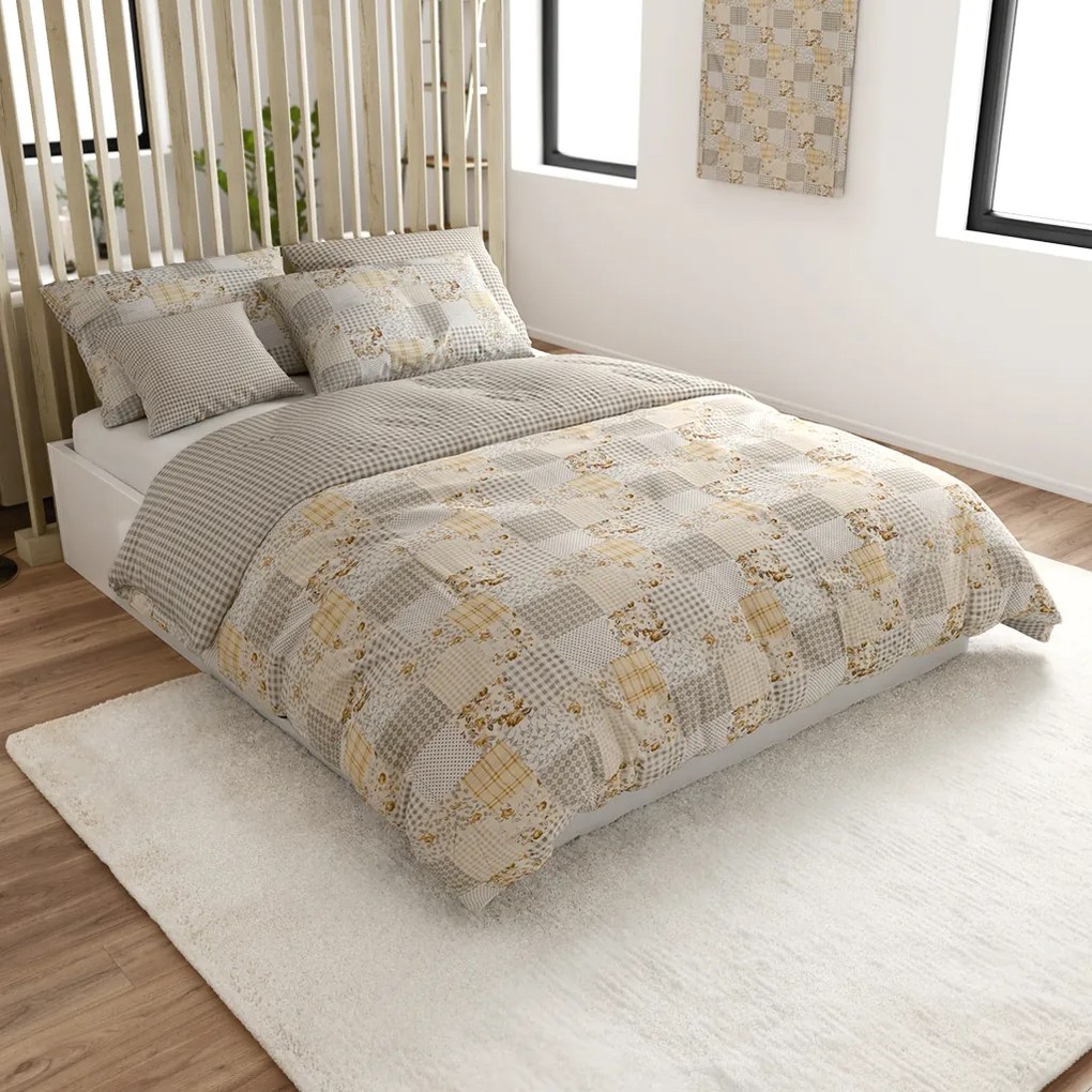 Lenjerie de pat din bumbac Renforce PATCHWORK bej Dimensiune lenjerie de pat: 70 x 90 cm | 140 x 200 cm