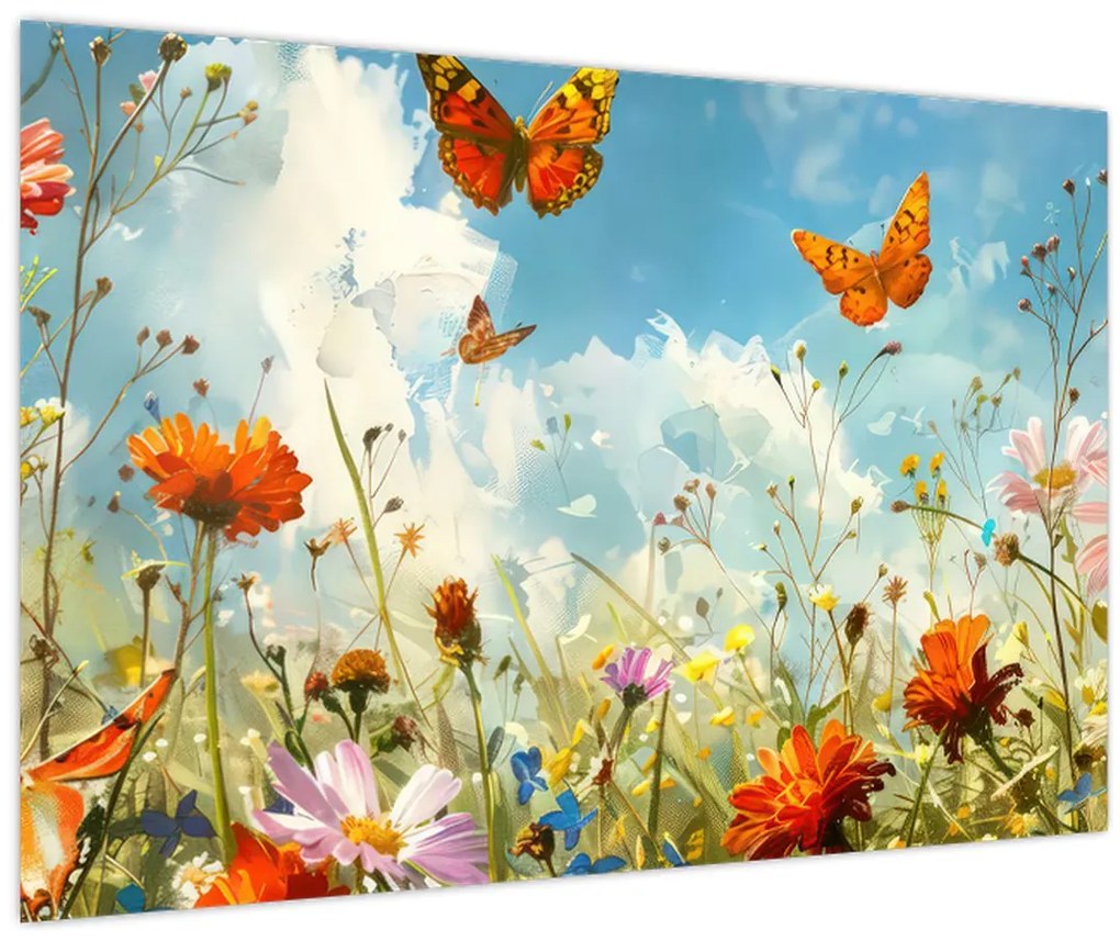 Tablou - Fluturi pe pajiștea de vară (90x60 cm)