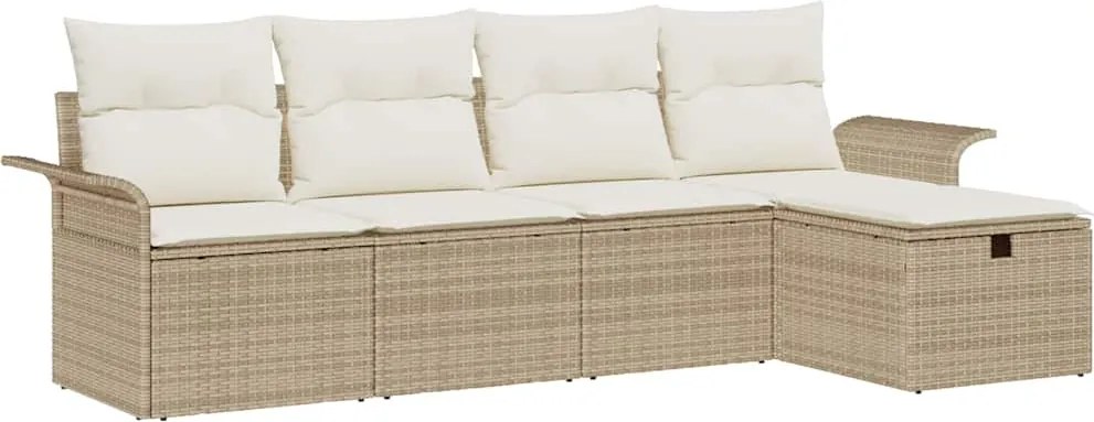 vidaXL Set de canapele pentru grădină cu pernă 5 pcs Bej Rattan poli