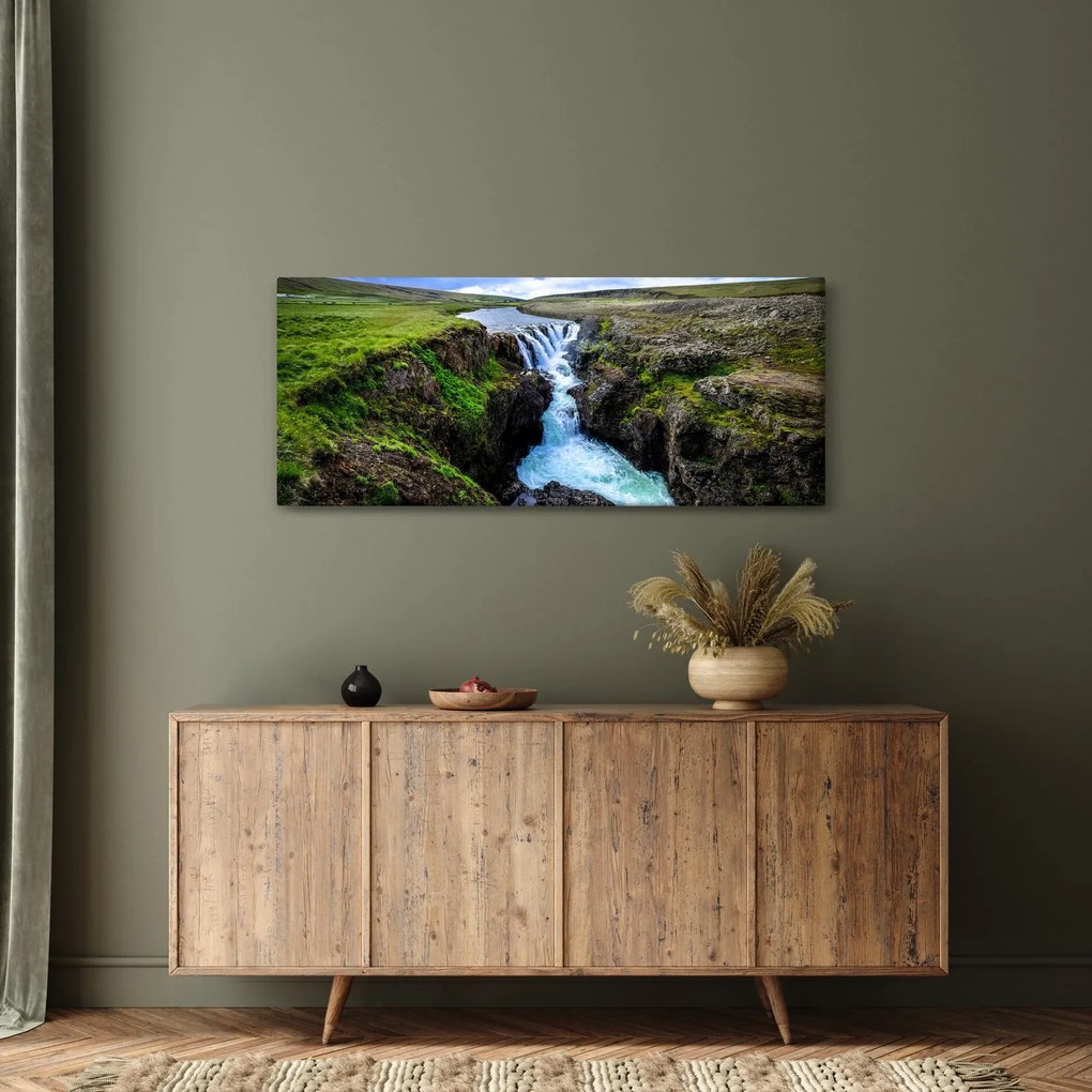 Tablou - Cascada intre stânci (120x50 cm)