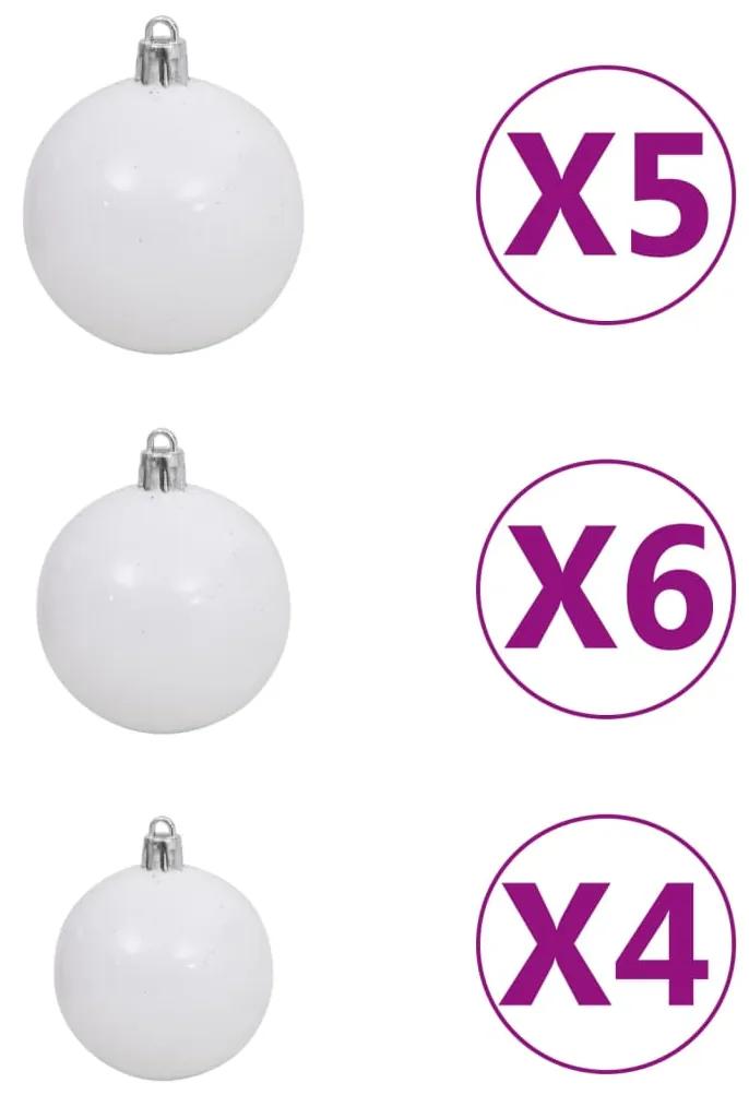 Set pom Craciun artificial LED-urigloburi, verde, 180 cm, PVC 1, Alb, 180 cm