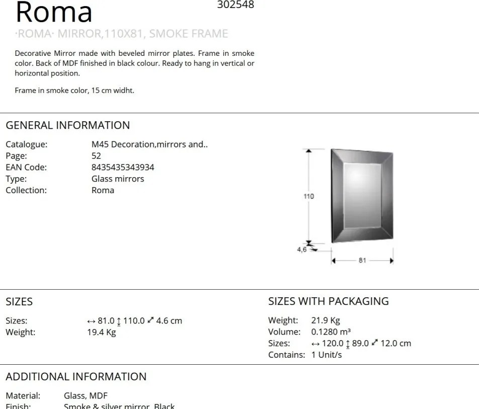 Oglinda decorativa moderna Roma 110x81cm