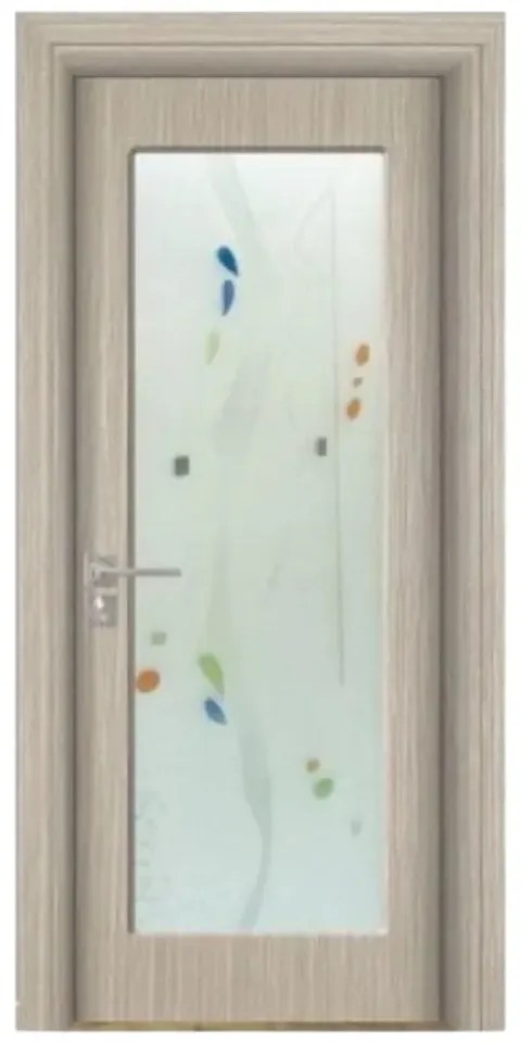 Usa Interior din MDF Novo Doors ND110, Cadru din Lemn Masiv, Geam Sablat, KIT COMPLET, Toc , Manere si balamale incluse (Culoare: Crem, Toc: Reglabil
