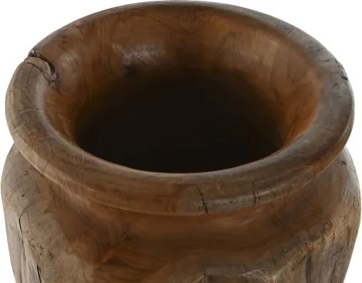 Vază decorativă, stil natural rustic, culoare natur, din lemn de tec, „Teak”