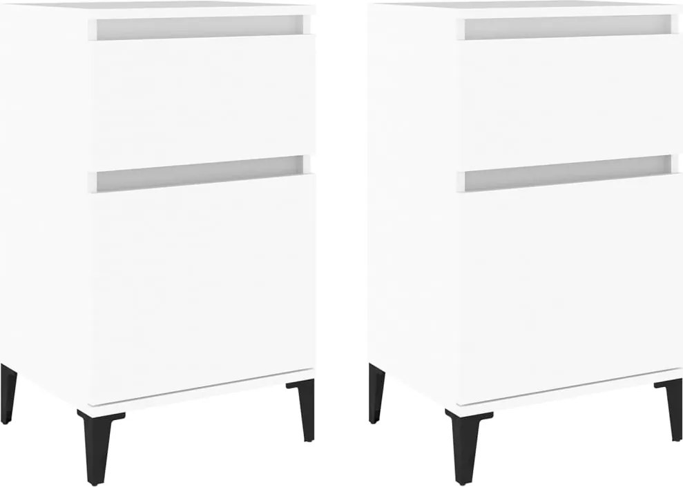 vidaXL Noptiere, 2 buc., alb, 40x35x70 cm