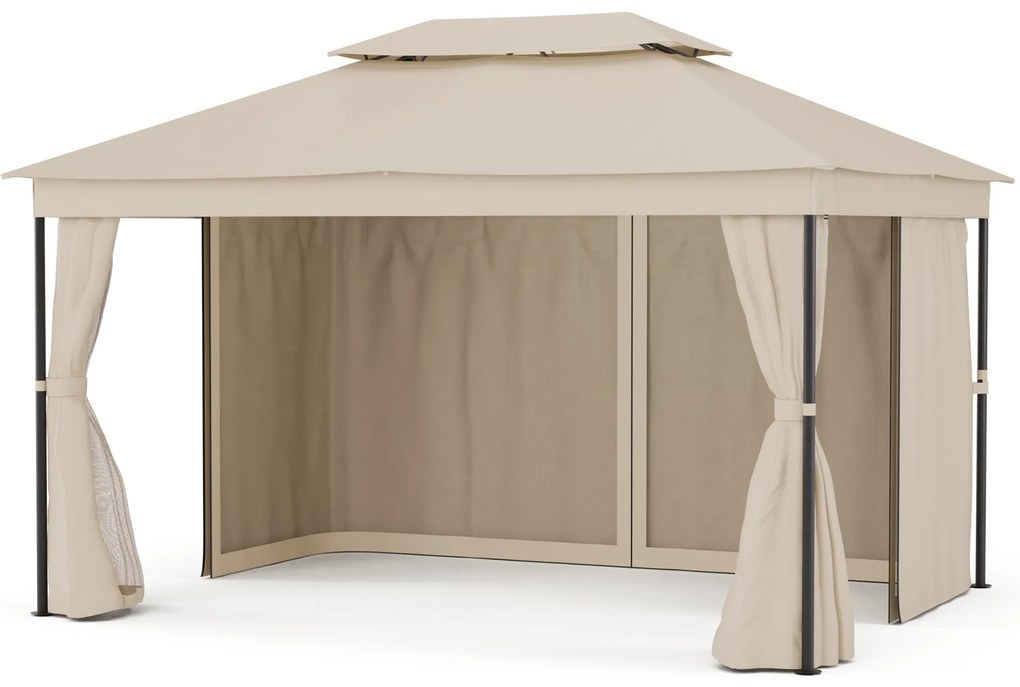 Blumfeldt Foișor Mondo Dual 3x4 cu acoperiș dublu și plasă împotriva insectelor.