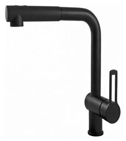 Paffoni - Baterie pentru chiuvetă RINGO cu pulverizator extractabil, 29,2 cm, negru