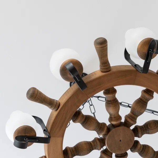 Brilagi - Candelabru suspendat pe lanț TIMONA, 8xE14/40W/230V, Ø 70 cm, fag