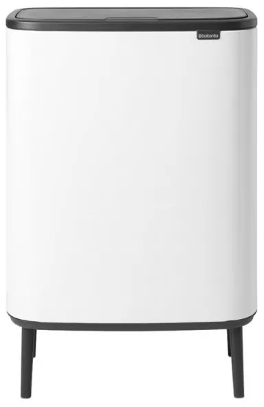 Cos de gunoi Brabantia Bo Touch Hi 1001259, 60 L, Deschideri laterale pentru transport, Picioare reglabile, Alb