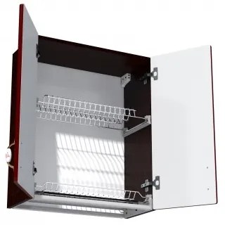 Corp superior 60 cu 2 usi cu scurgator de vase Zebra MDF tulip rosu