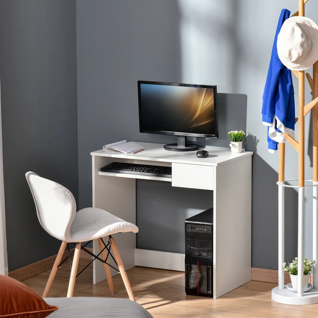 Homcom Birou PC Alb &amp; Stejar 80×45×75 cm – Ideal Dormitor sau Acasa | Aosom Romania