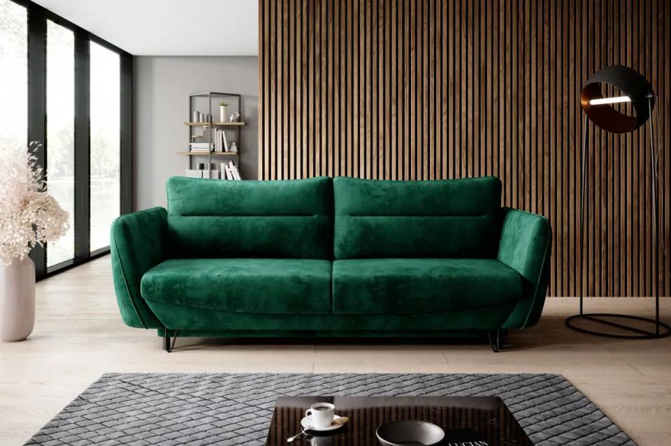Canapea tapitata, extensibila, cu spatiu pentru depozitare, 236x90x95 cm, Silva 02, Eltap (Culoare: Verde / Velvetmat 38)