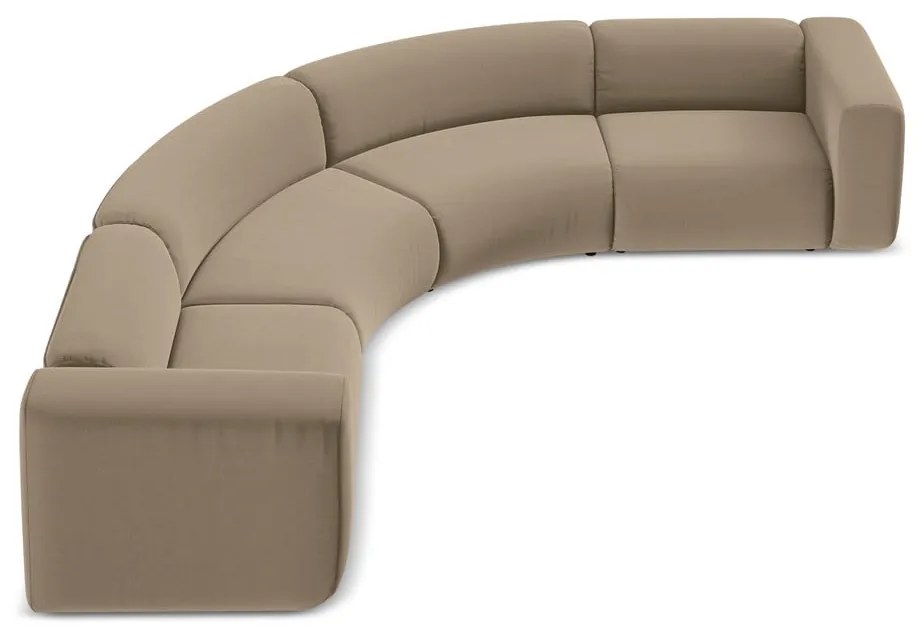 Colțar bej cu tapițerie din catifea Ekahi – Makamii