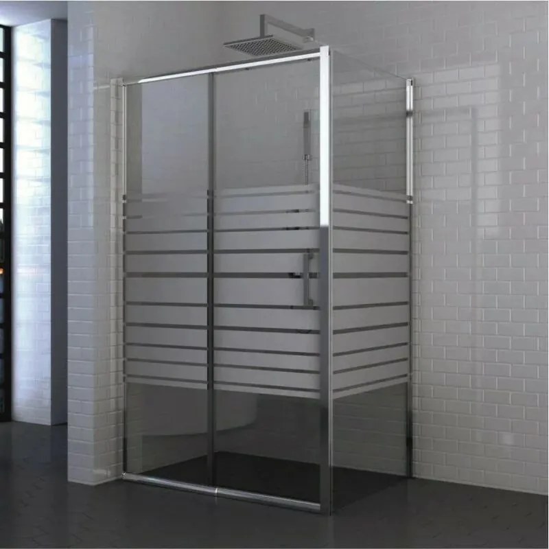Cabina de dus dreptunghiulara Inter Ceramic cu usa glisanta 140x90 cm crom lucios - transparent cu linii
