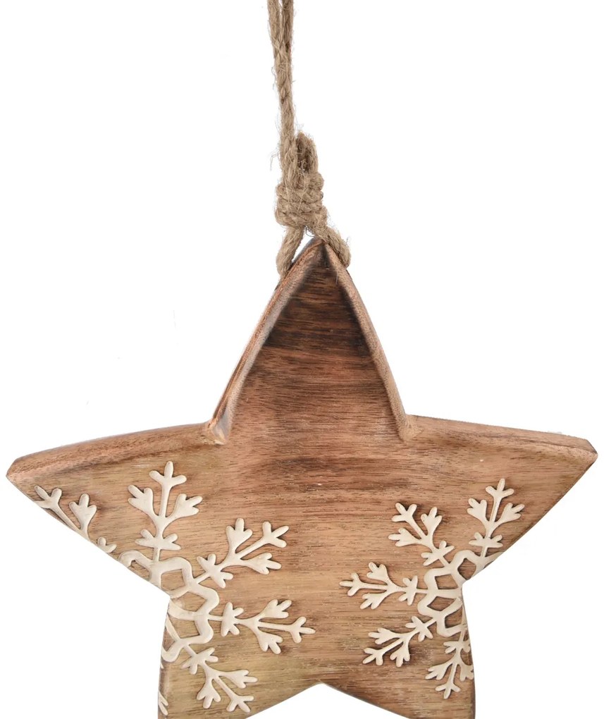 Decorațiune din lemn de mango 4Home Snowflake Star, 20 cm