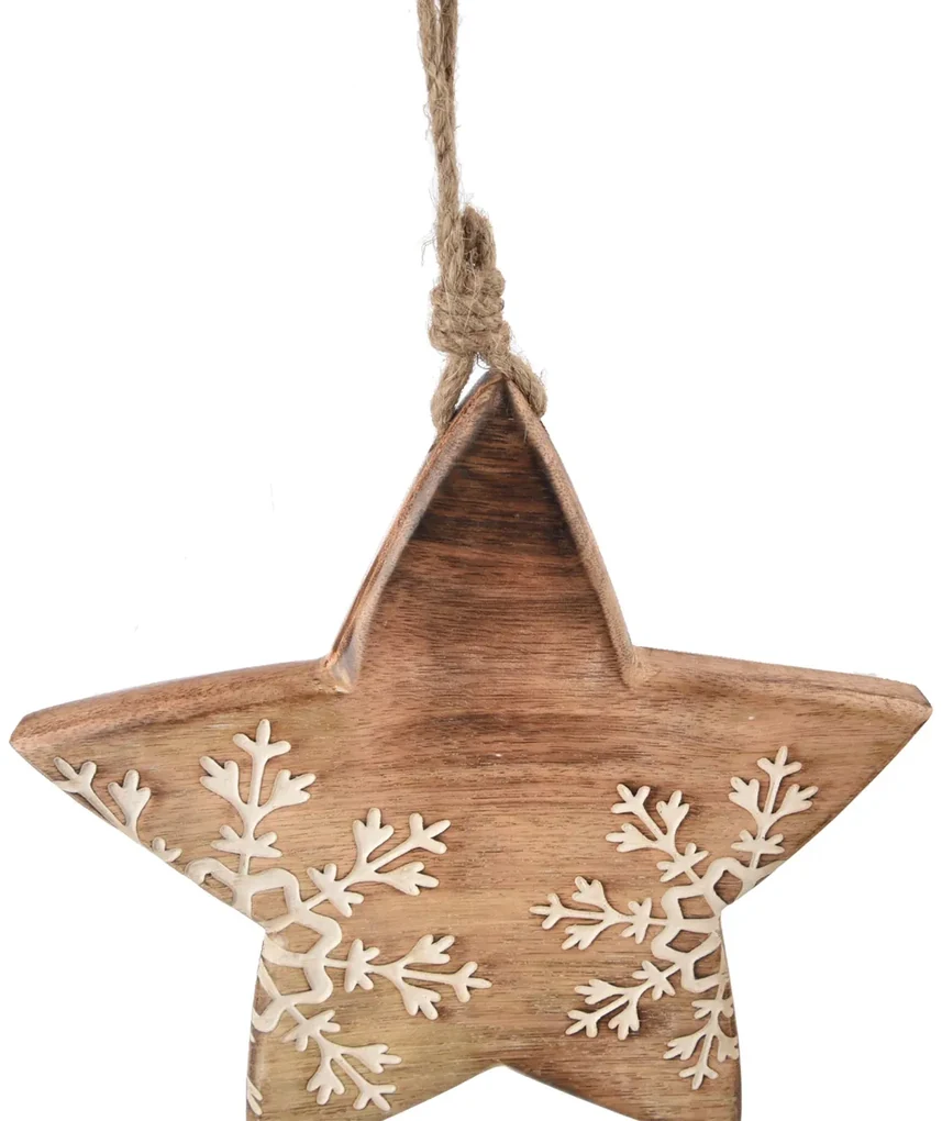 Decorațiune din lemn de mango 4Home Snowflake Star, 20 cm