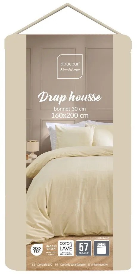 Cearceaf fildeș 160x200 cm Linella – douceur d'intérieur