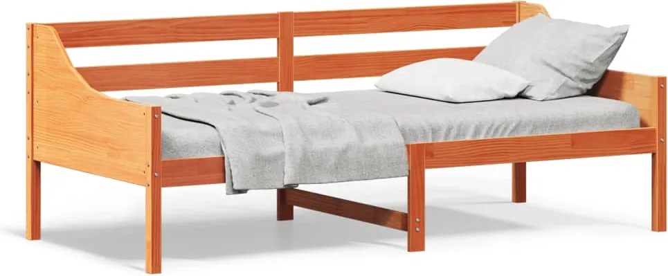 vidaXL Pat de zi fără saltea ceară maro 100x200 cm lemn masiv de pin