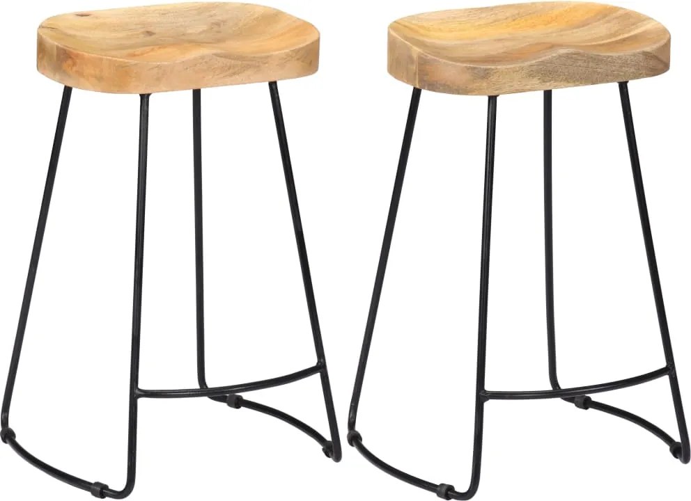 vidaXL Scaune de bar Gavin, 2 buc., lemn masiv de mango