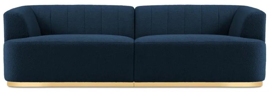 Canapea cu 3 locuri Goct cu tapiterie din tesatura structurala boucle, albastru inchis